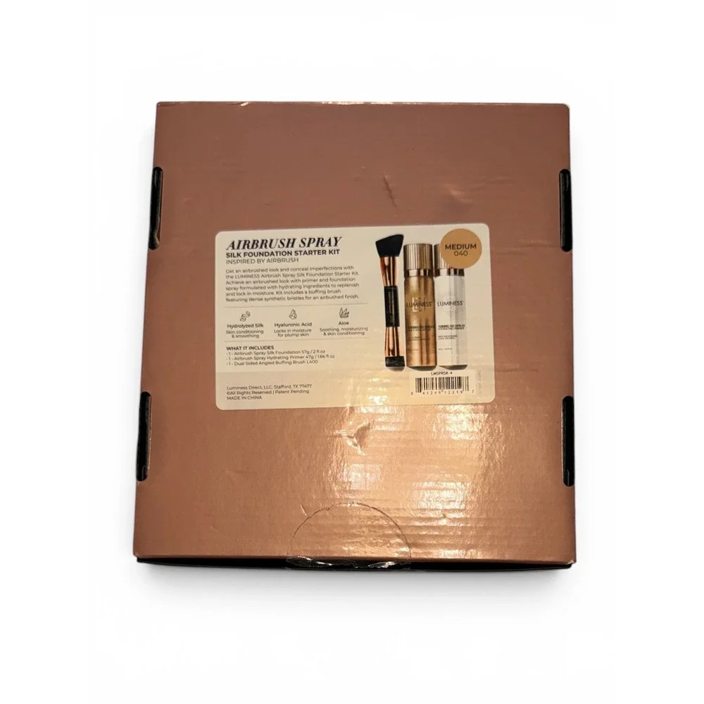 Luminess Airbrush Spray Silk Foundation Starter Kit Medium 040 Primer Brush NEW